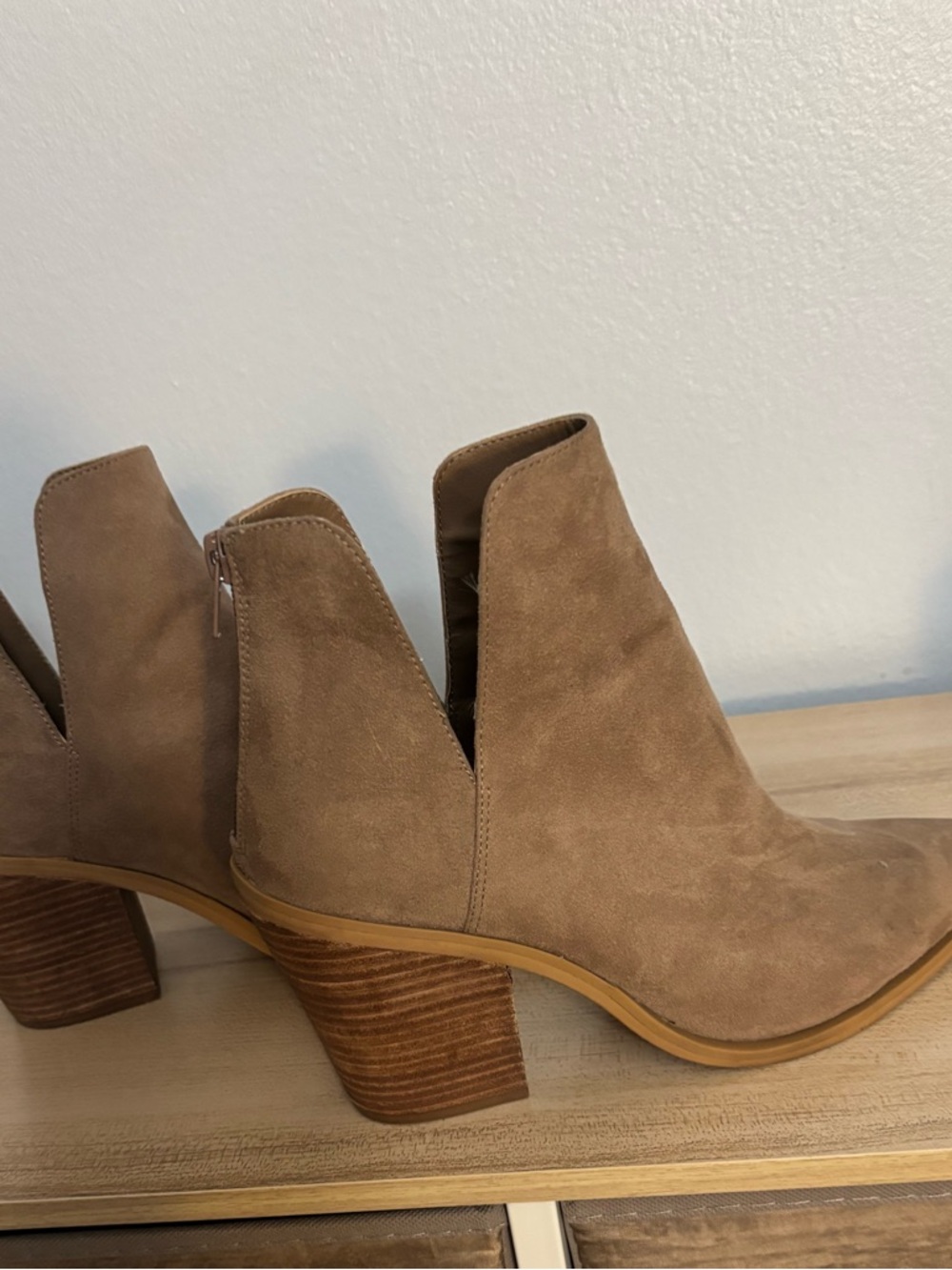 Abound Taupe Suede Pointed Toe Ankle Booties - Picture 3 of 7
